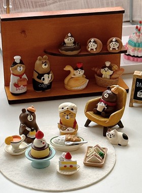 日式风烘焙猫咪微景观装饰摆件