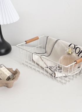北欧ins简约铁艺收纳篮衣物水果零食杂物桌面置物整理拍摄道具