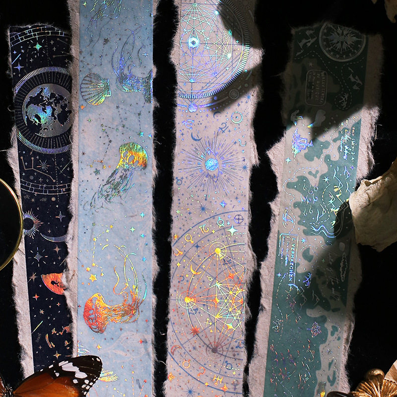 万象之境系列镭射和纸胶带 梦幻魔法星阵雪花手帐DIY装饰素材贴画