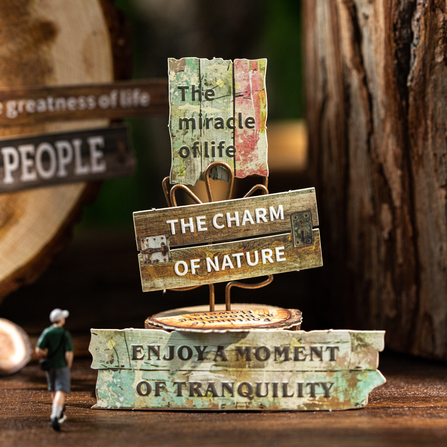 木纹碎语系列贴纸包25张入 文艺复古英文字素手账拼贴素材贴画