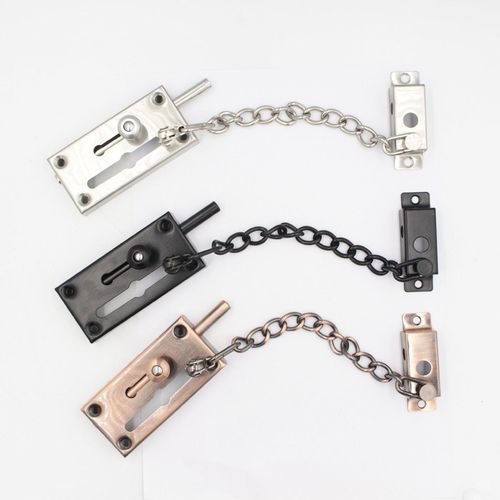 不锈钢防盗链门栓锁 保护插v销 不锈钢防盗扣双用插销带链门扣门