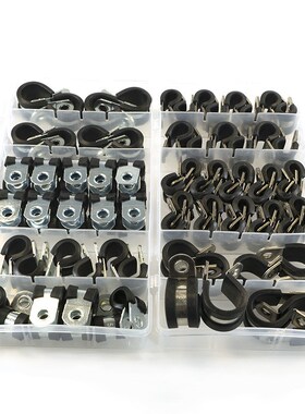 42PCS盒装304不锈钢镀锌胶条卡箍胶垫绝缘管夹套装