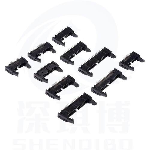 2.54mm间距卡钩牛角插座DC2牛角连接器 双排镀角插座直针弯针