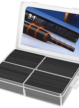 225 PCS m防水热收缩管套件海洋级粘合内衬热收缩管黑色