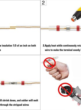 200pcs SST-21红色焊锡环防水免压热收缩中接线管快速连接