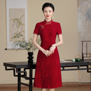 旗袍女高级感小个子日常通勤2025新式改良连衣裙复古A字裙妈妈装