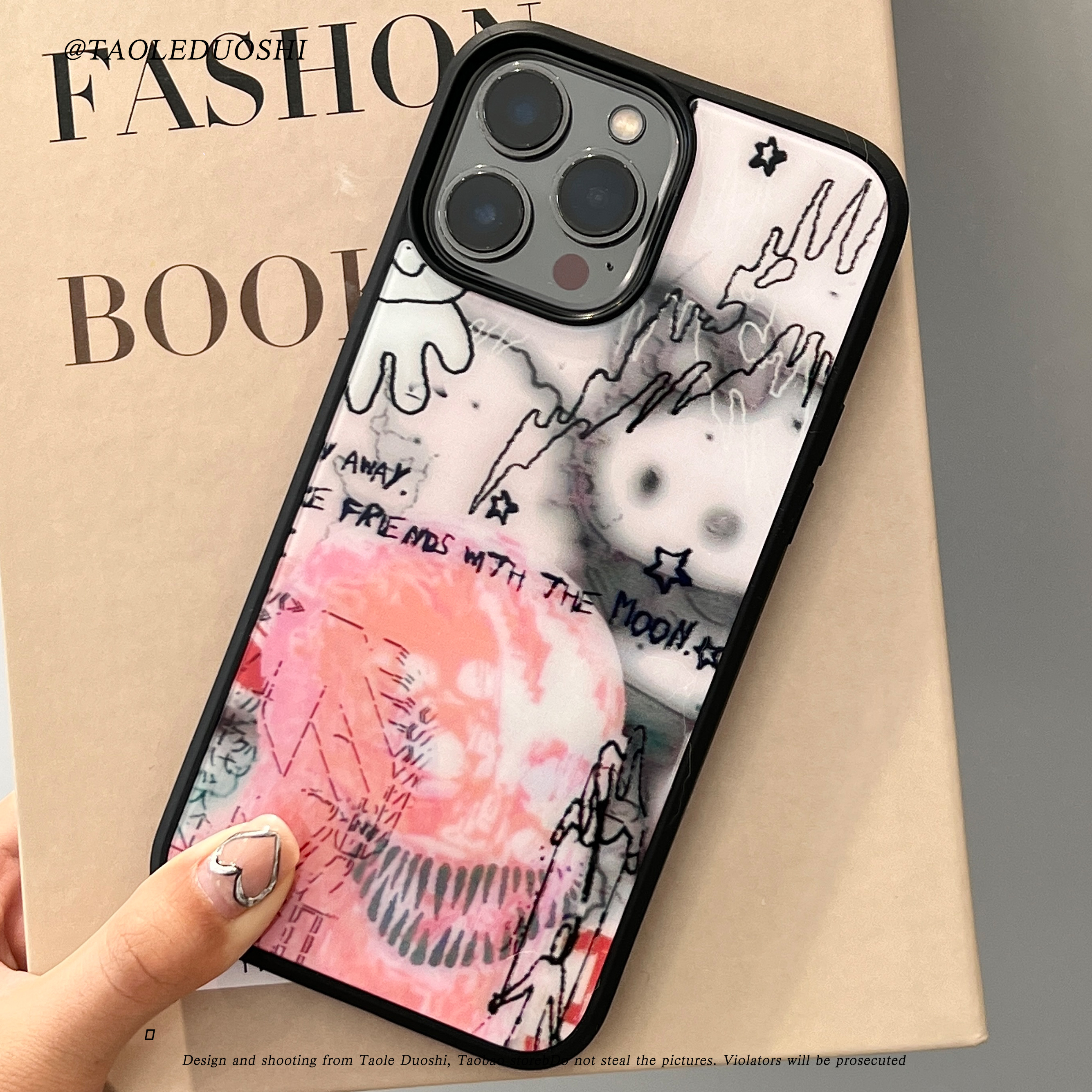 适用复古涂鸦helloKitty朋克iPhone1114promax苹果亚克力软手机壳