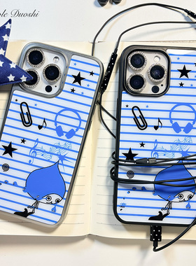 日系小众条纹哭泣日系复古水滴君古早适用iphone1716promax亚克力壳苹果15plus手机壳1716plus