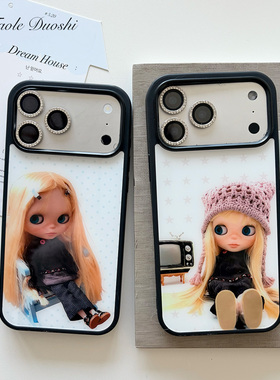 ins日韩可爱复古blythe小布娃娃简约适用iphone1716promax包按键亚克力壳苹果15plus手机壳1716plus