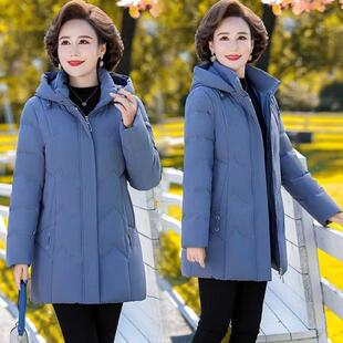 中年妈妈羽绒服女新款白鸭绒时尚洋气加厚大码中老年人中长款外套