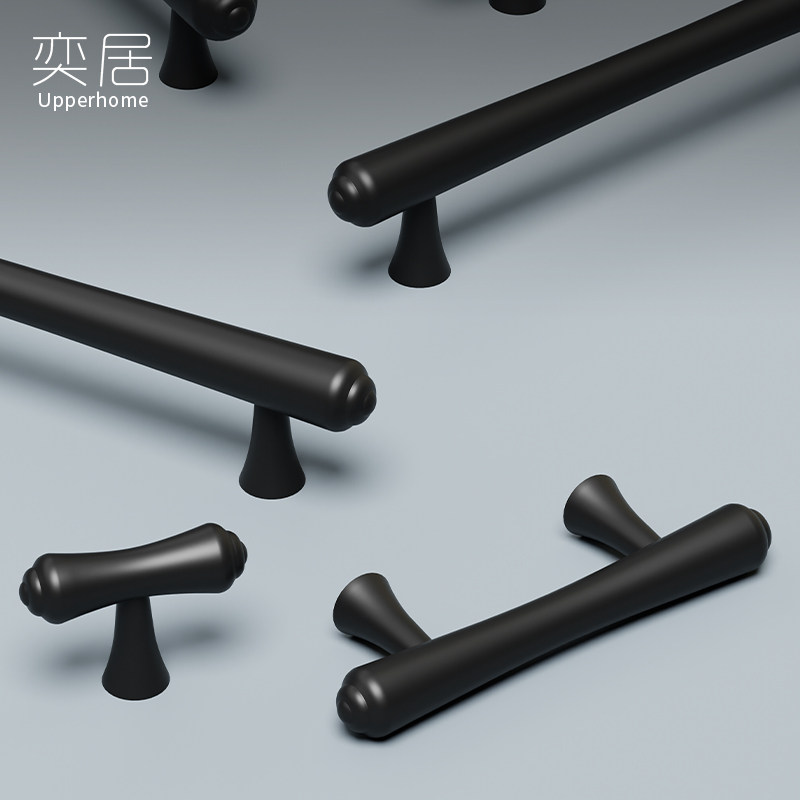 松笺哑光黑色实心黄铜纯铜法式柜门拉手橱柜衣柜抽屉美式复古把手,基础建材,小拉手,淘宝优惠券,粉丝福利购,淘宝优惠卷