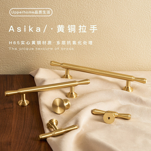 Asika黄铜实心纯铜柜门衣柜拉手