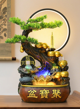 假山流水喷泉客厅循环水景观招财风水轮办公室生财桌面加湿器摆件