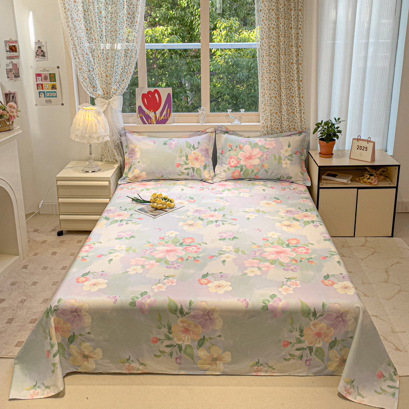 全棉花卉印花床单单件秋冬季100纯棉被单床罩160x230x250cm单双人