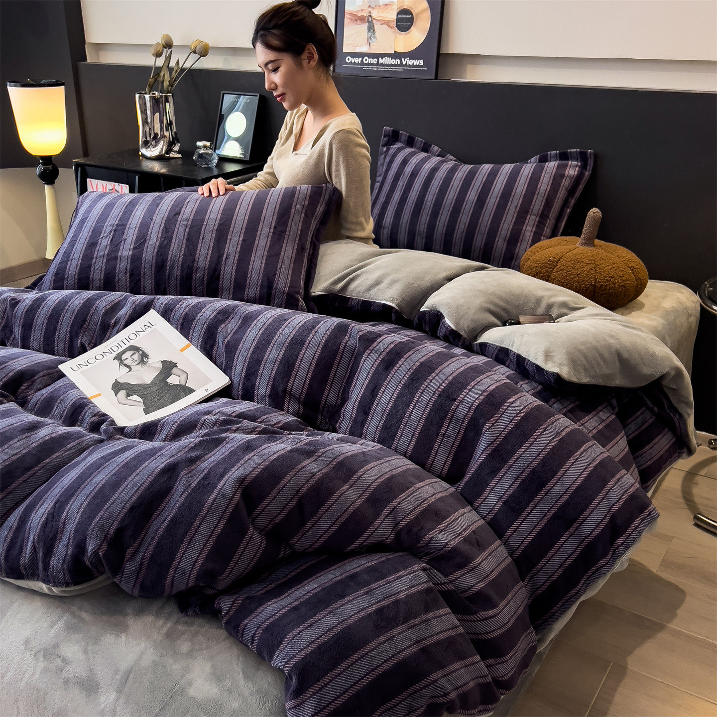 轻奢高端加厚牛奶绒学生宿舍床单双人床笠三四件套冬季珊瑚绒被套