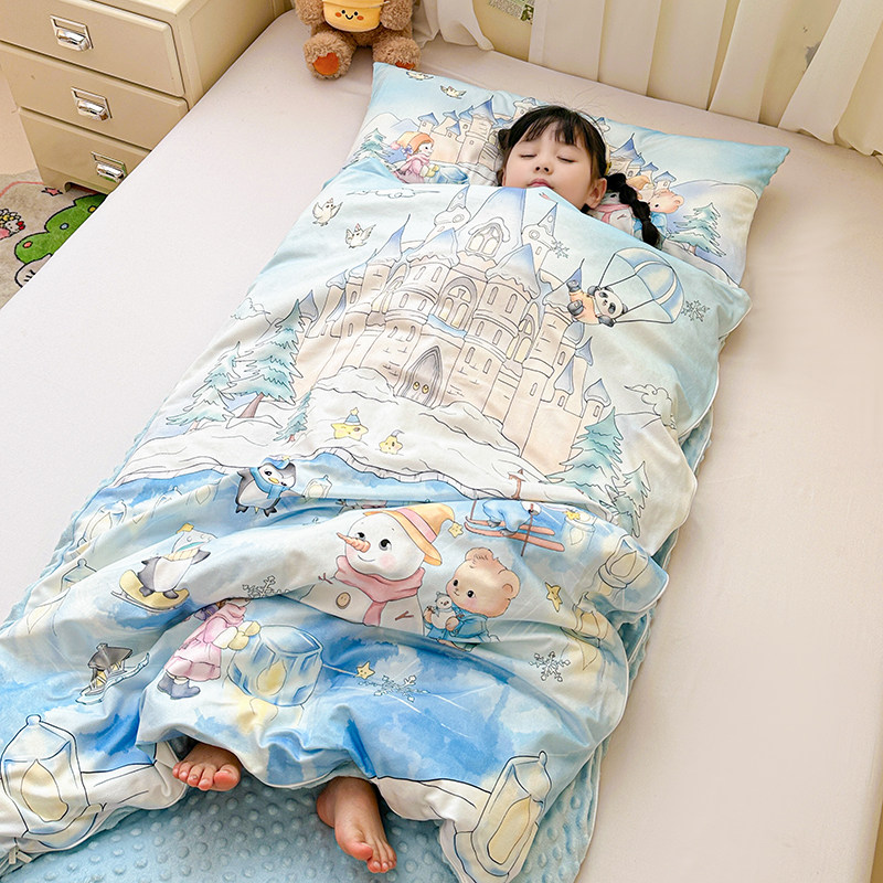 儿童防踢被子秋冬中大童宝宝睡觉神器四季通用加厚保暖睡袋可拆卸
