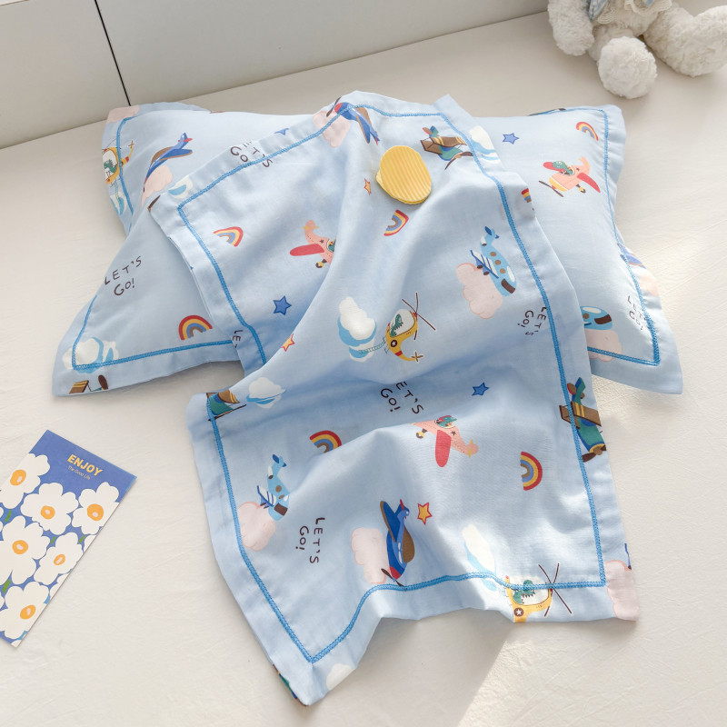 儿童全棉双层纱枕套30x50枕头套纯棉卡通40x60枕芯内胆套单只装