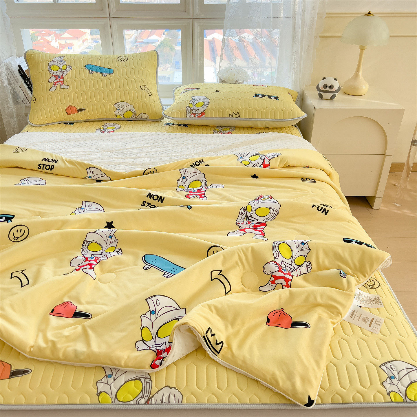 夏季卡通乳胶凉席夏被四件套宿舍冰丝软席凉感夏凉被空调被三件套