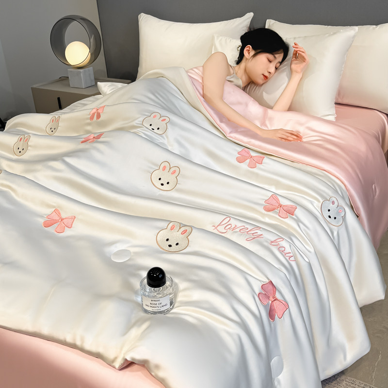 幼儿园学生卡通冰丝凉感夏凉被夏季可机水洗空调被四件套双人夏被