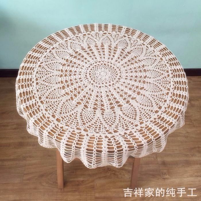 z菠萝花镂空钩针北欧风钩花手工盖布小圆桌布