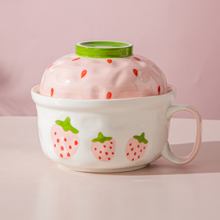 陶瓷带盖子瓷碗上班族宿舍用学生便当盒饭碗微波炉加热大容量2023