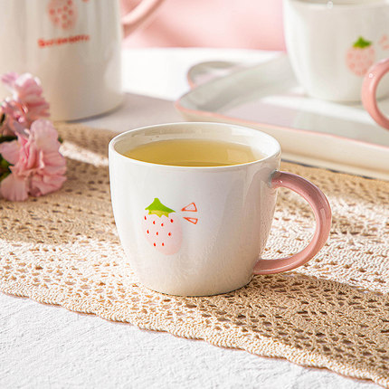 儿童陶瓷小号茶杯带把主人杯茶碗家用喝水杯套装马克杯女生个人