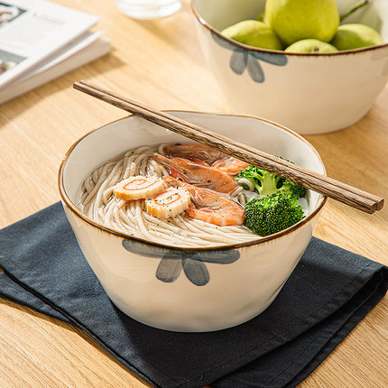 日式陶瓷碗家用7英寸吃面碗汤碗个人专用餐具斗笠碗大碗2024新款
