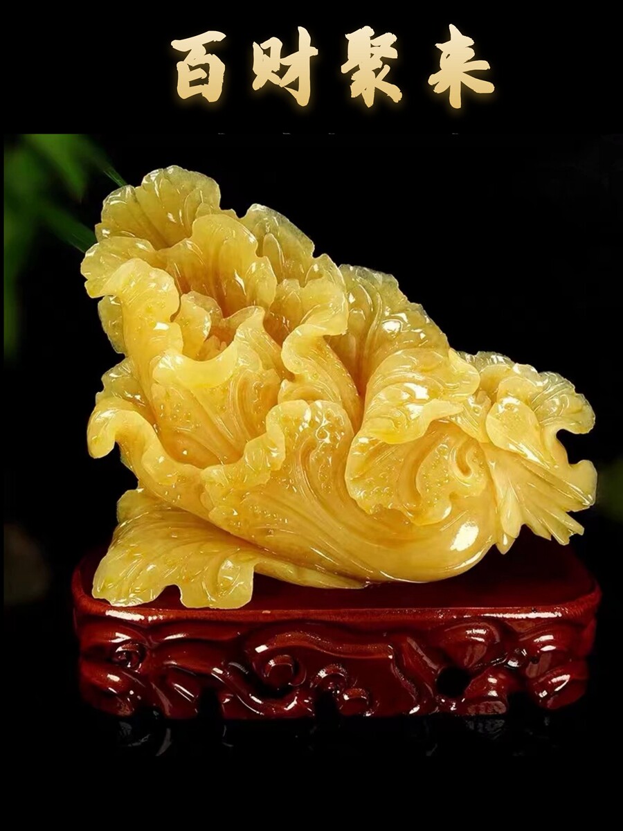 天然玉白菜摆件客厅办公室桌店铺开业送礼聚福百财招来玉石装饰品