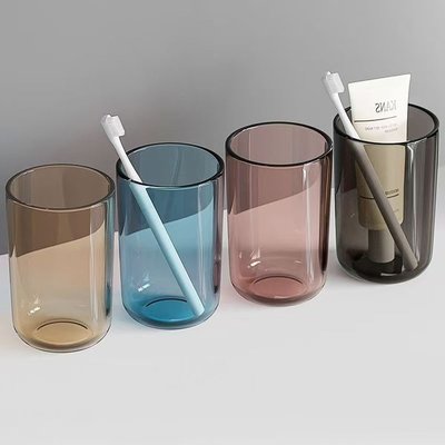 漱口杯6个装简约刷牙杯子创意透明个性情侣牙杯家用加厚牙缸杯