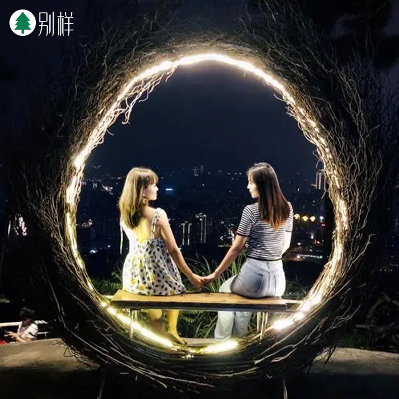 网红鸟巢灯创意拍照打卡景区婚纱拍摄道具户外定制吊床吊椅巴厘岛