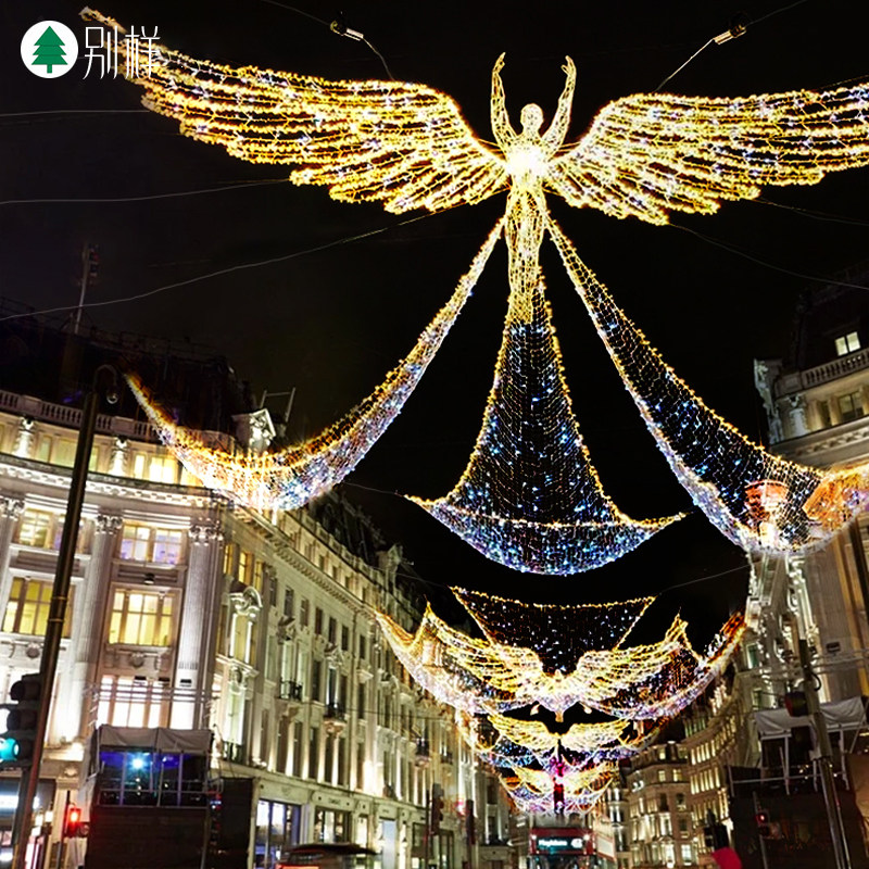 户外天使翅膀造型跨街灯过街道商场步行街网红节日装饰景观亮化灯
