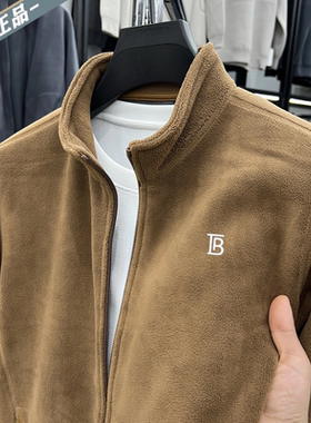 高端大牌伦巴宝利娇男士摇粒绒外套秋冬保暖户外休闲立领外套上衣