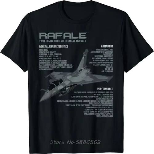 Rafale Jet Fighter French Military Aircraft Men T-Shirt Unis