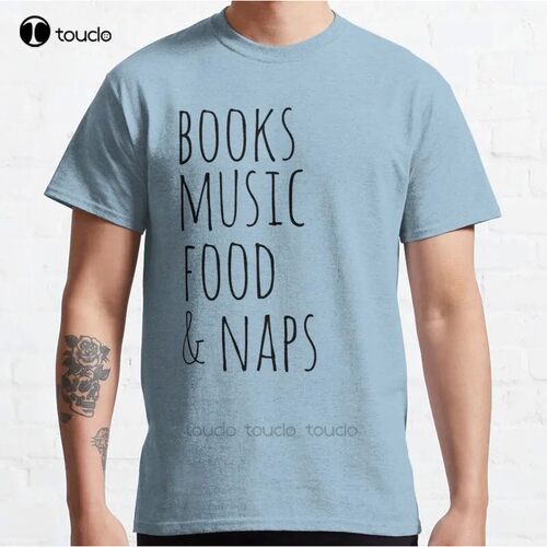 New Books Music Food & Classic T-Shirt Cotton Men Tee Shirt