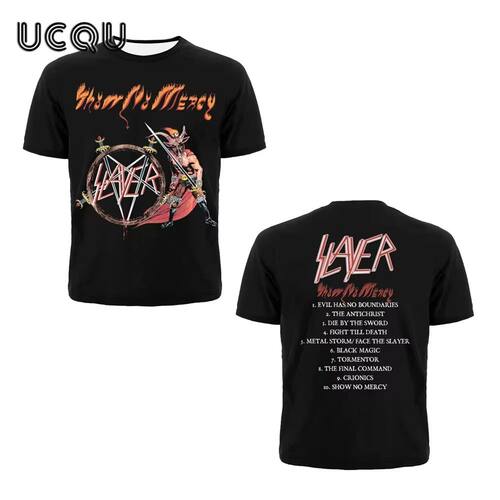 Show No Mercy Fashion Print Men's T-Shirt Retro Hip-Hop Rock