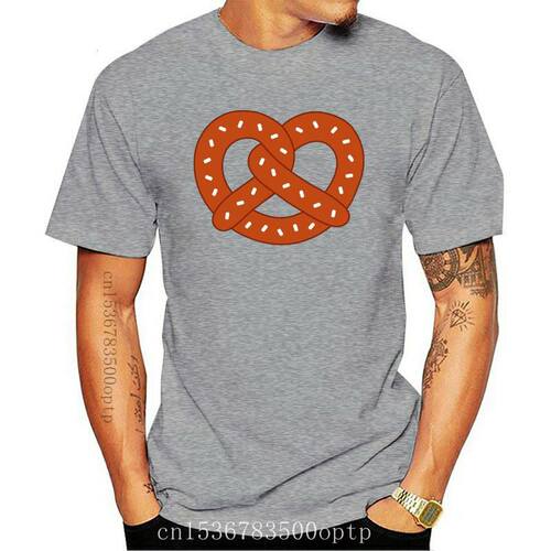 Printed T Shirt Pretzel Food Casual Short Men Crew Neck Fash