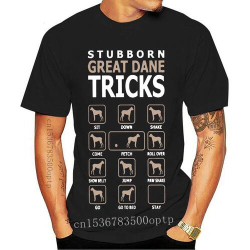 New Men's Stubborn Great Dane Dog Tricks Funny T-Shirt Casua