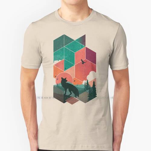 Natural Habitat 100% Cotton T Shirt Nature Geometric Sunset