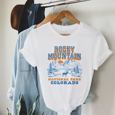 396Rocky Mountain National Park T-Shirt Vintage Women Loose