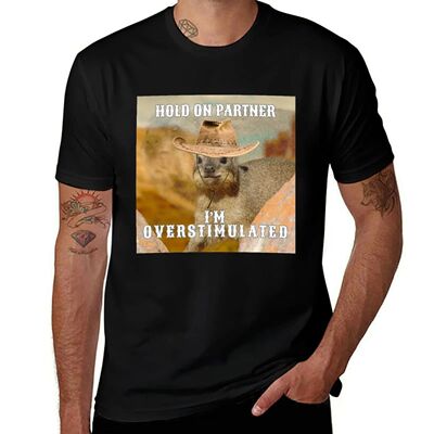 Hold On Partner I'm Overstimulated Rock Hyrax T-Shirt Funny