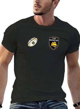 Stade Rochelais Rugby design T-Shirt black t shirts anime he