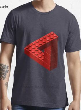 New Escher Toy Bricks - Red T-Shirt Cotton Men Tee Shirt Cus