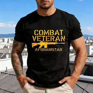 Combat Veteran Afghanistan Graphic T-Shirt Military Enthusia