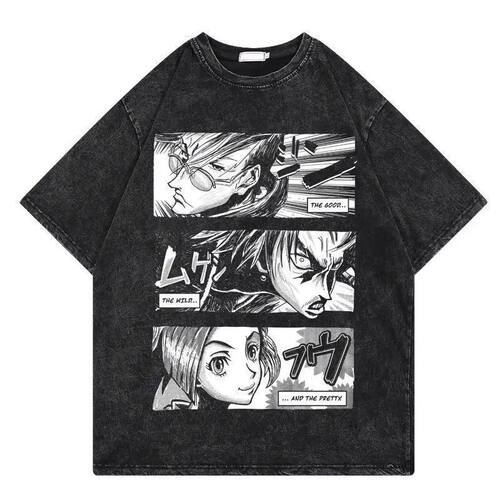Samurai Champloo Retro Washed Old Short-sleeved Cotton T-shi