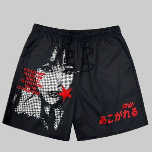 Men's Casual Printed Beach Shorts with Elastic Waistband Dra