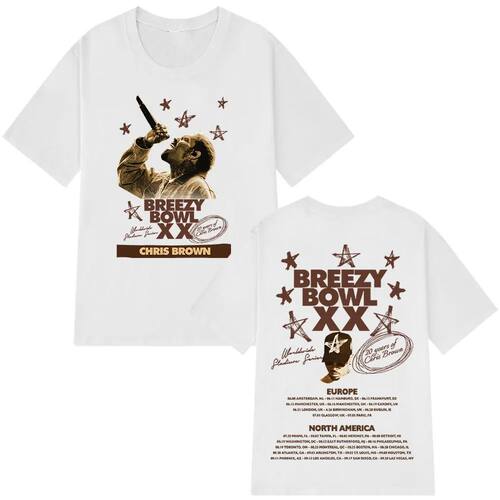 Chris Brown Breezy Bowl XX Tour 2025 T-shirt Fans Gift Men W