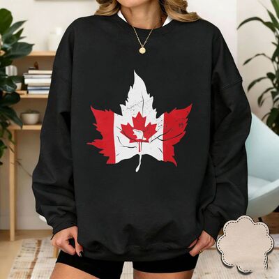 Canadian Maple Leaf Graphic Printed Sweatshirt Canadian Flag