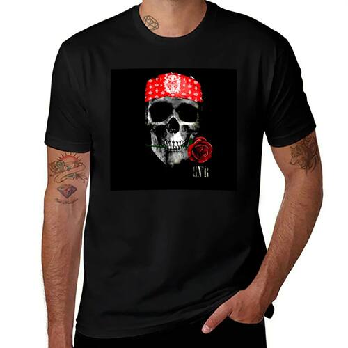 Skull artGuns N roses Popular T-Shirt blue lock vintage t sh
