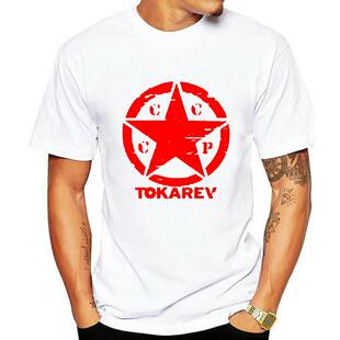 TOKAREV – T-Shirt noir pour hommes, classique, pistolet de