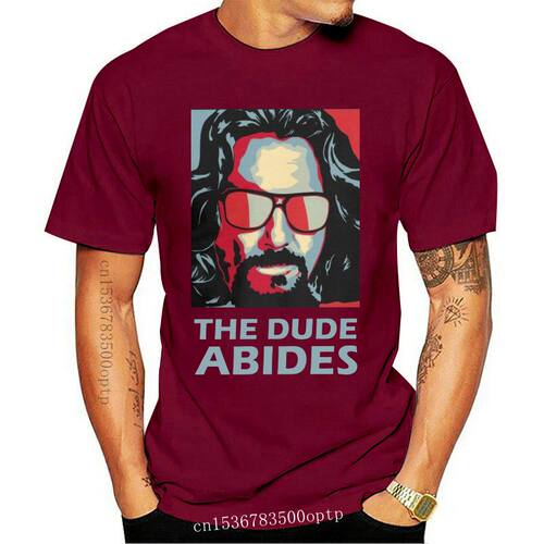 Men The Dude Abides Man Big Lebowski T Shirt 100% Cotton Clo